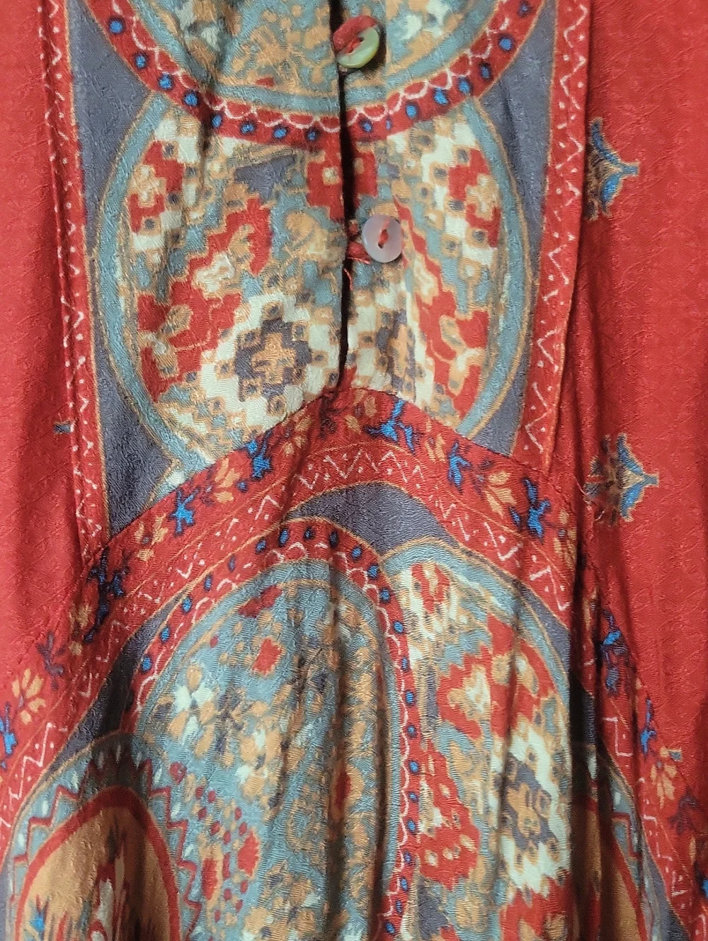 Free People Faithfully Yours V Neck Slip Dress Maxi Red Floral Boho Paisely XS